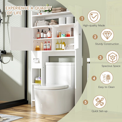 Tolead Over The Toilet Storage Cabinet with Paper Towel Holder, White