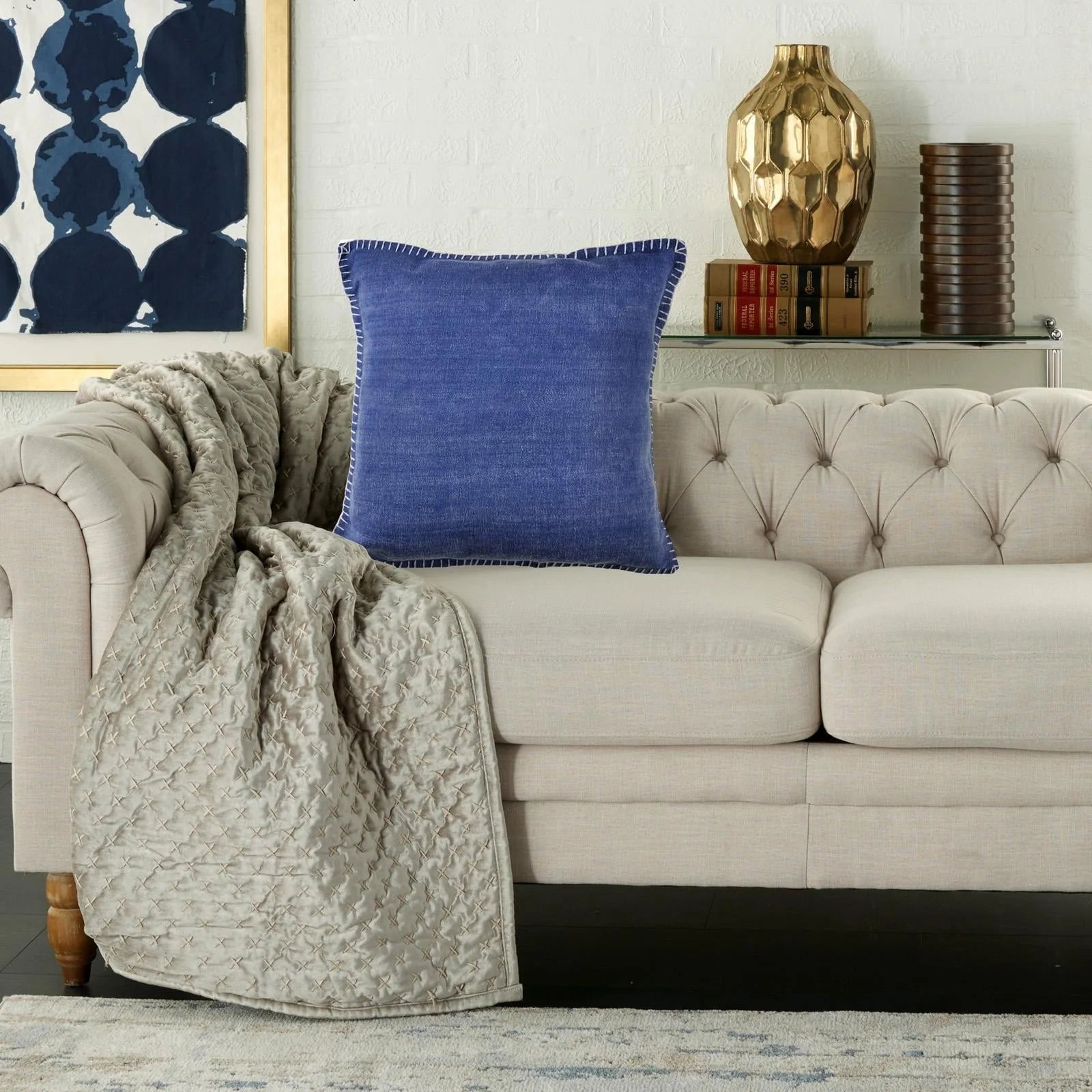 LR Home Embroidered Edged Throw Pillow