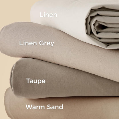 100% Washed Cotton Duvet Cover Queen Size - Warm Sand Minimalist Duvet Cover Linen Like for All Seasons - GentleSoft Plain Simple Bedding