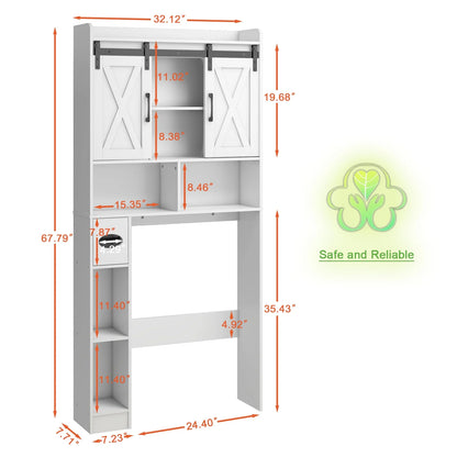 Over The Toilet Storage Cabinet, Farmhouse Storage Cabinet Over Toilet with Sliding DoorsHome Space-Saving Toilet Rack, for Bathroom, Restroom, Laundry
