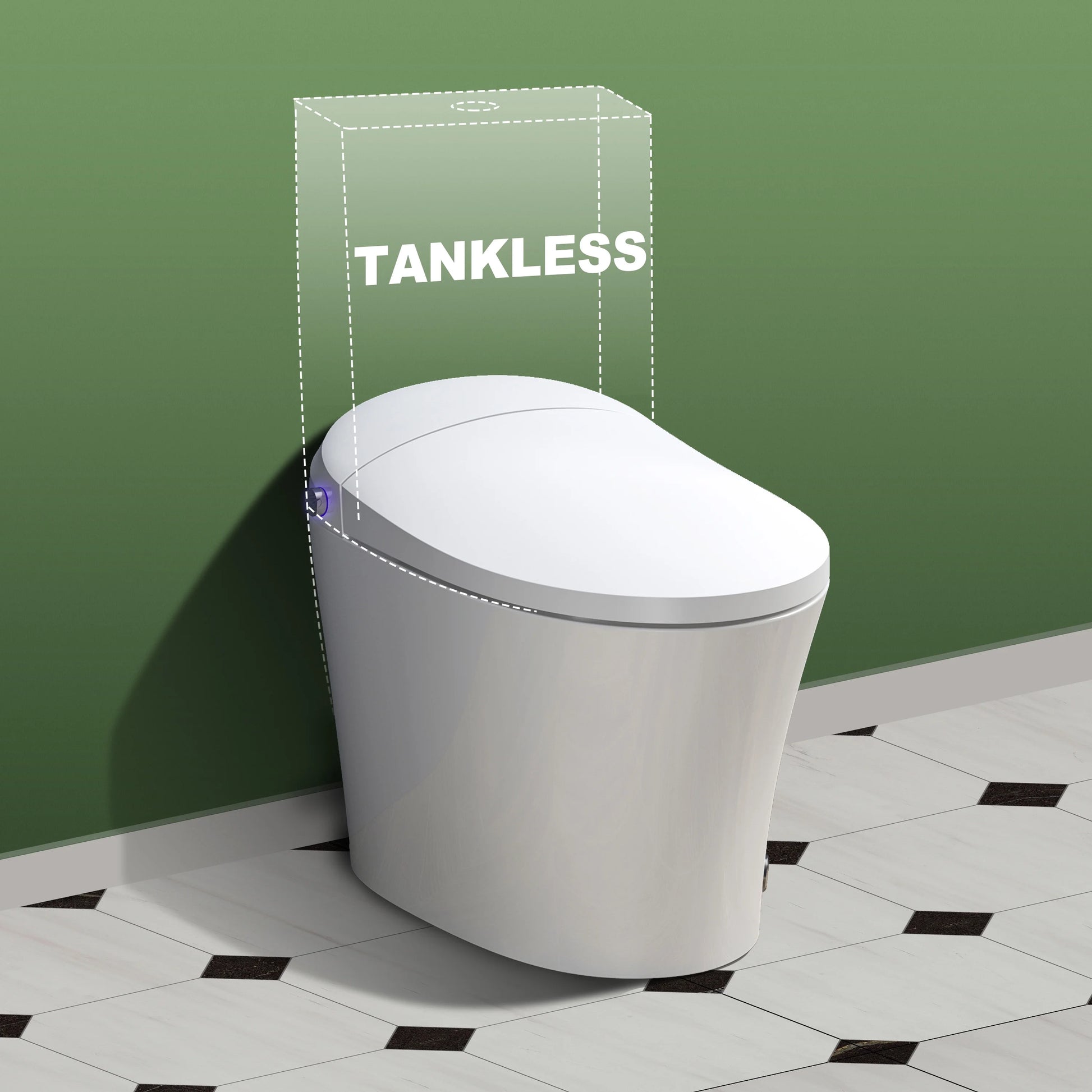 Horow Smart Toilet with Heated Seat, Automatic Power Flush Tankless,Ceramic One Piece Toilets no bidet