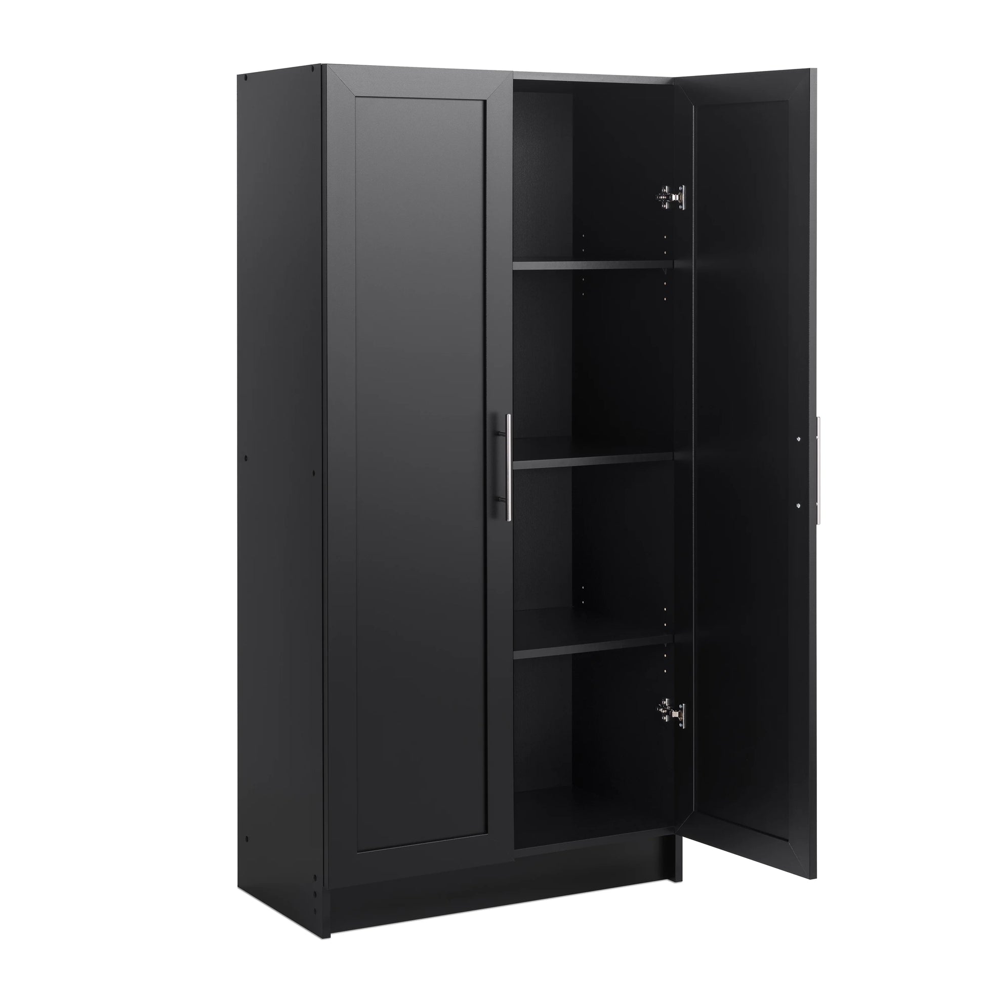 Prepac Elite Accent Cabinet with Panel Doors, Black Storage Cabinet, Bathroom Cabinet, Pantry Cabinet with 3 Shelves 16.75" D x 32" W x 65" H, BSCR-1001-1