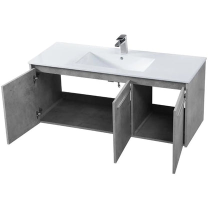 Elegant Kitchen and Bath 48 Inch Single Bathroom Floating Vanity In Concrete Grey