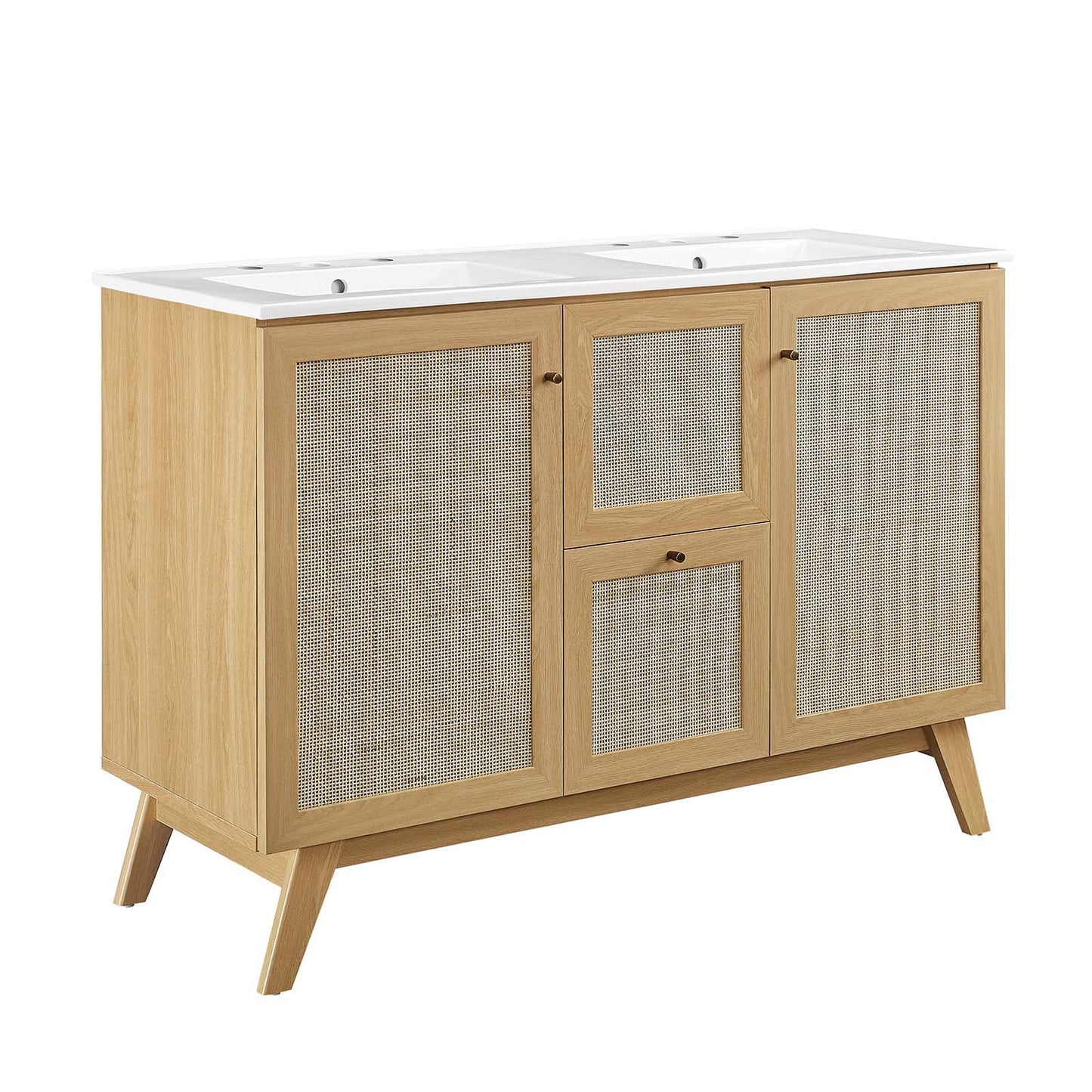 Modway Soma 48°?Double Sink Bathroom Vanity in Oak White