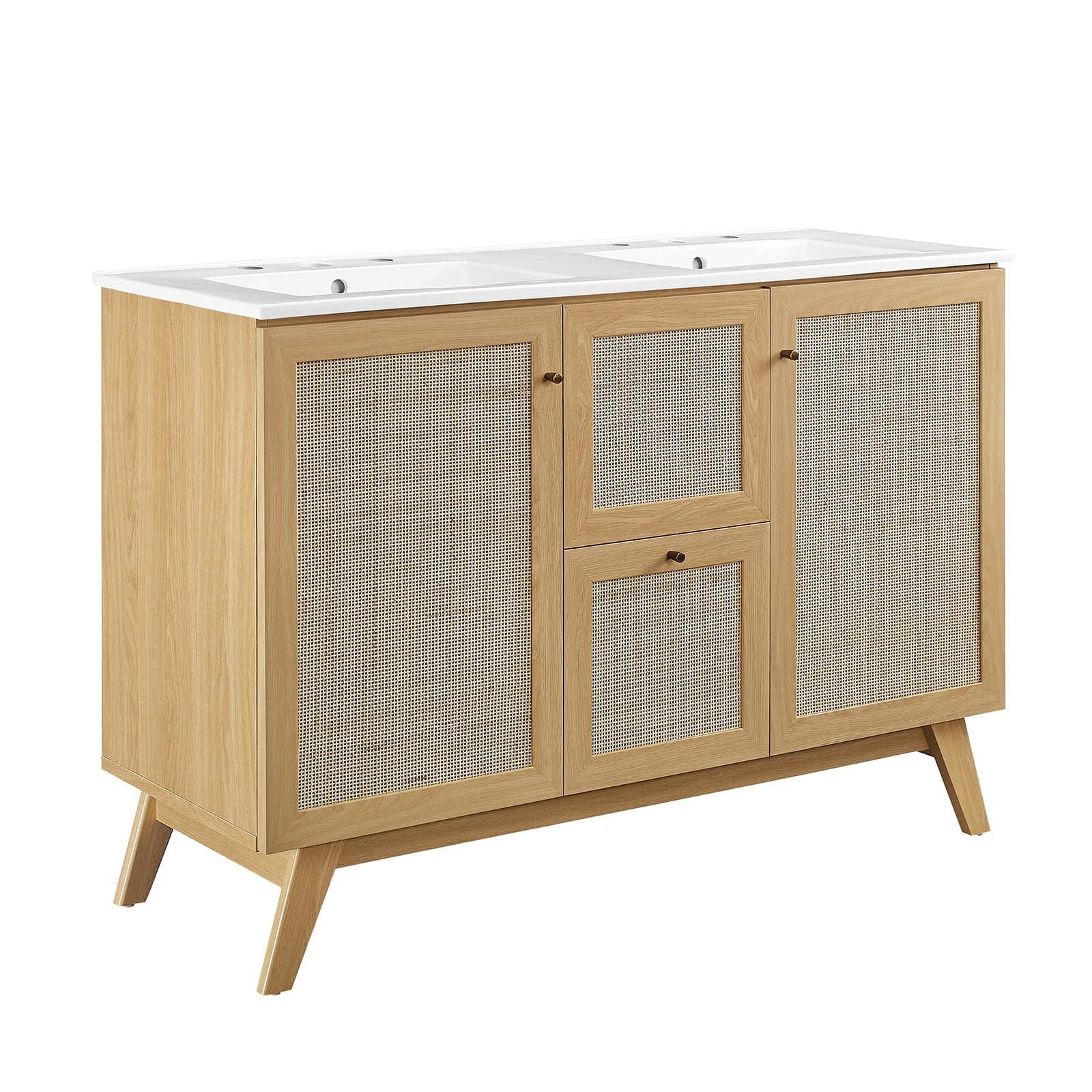 Modway Soma 48°?Double Sink Bathroom Vanity in Oak White