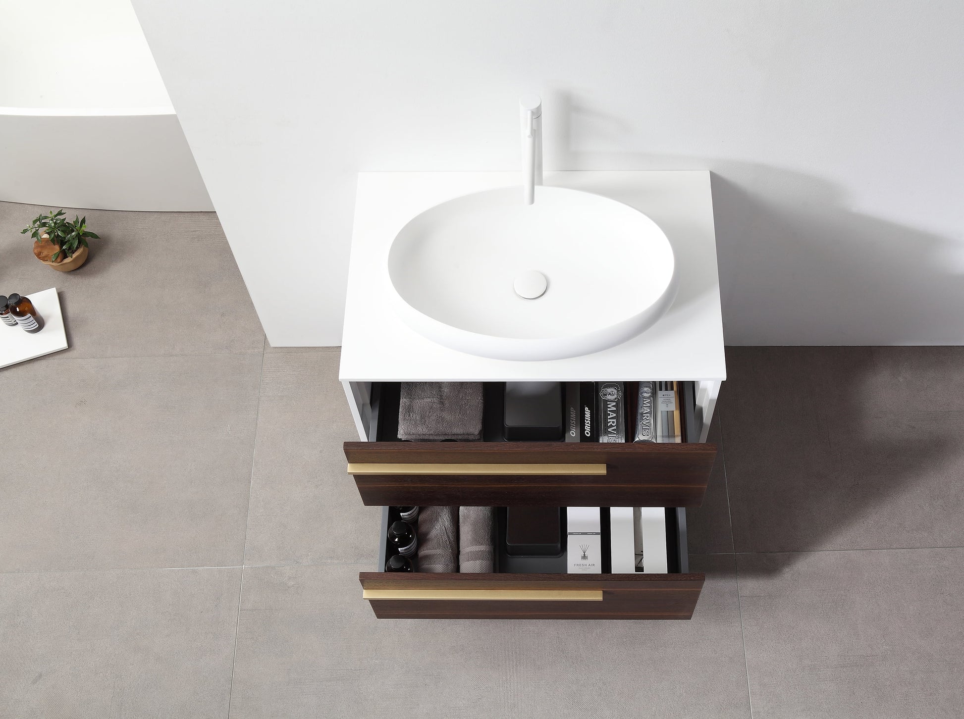 Goreme 30" Smoke Gray Oak Wall Mount Bathroom Vanity