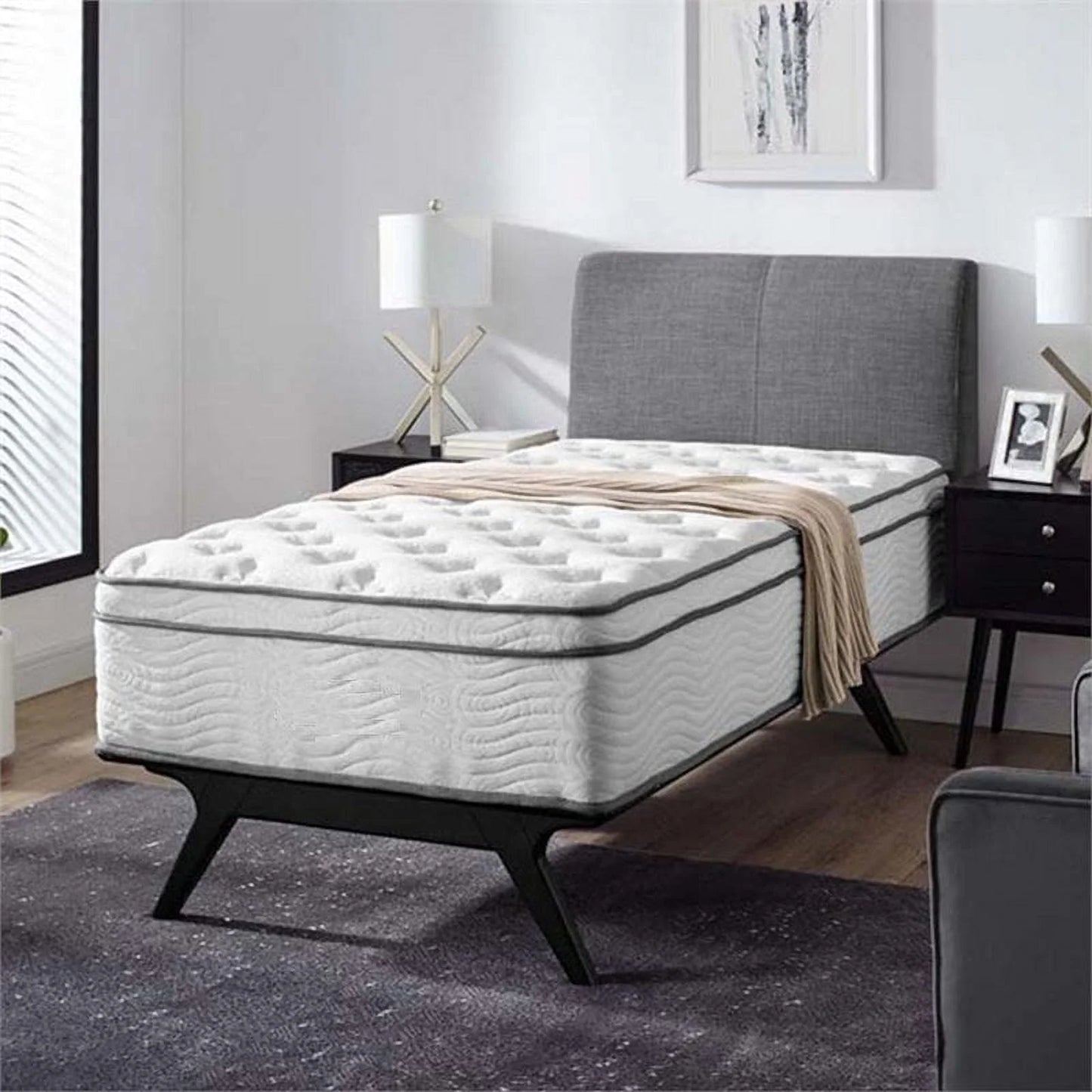Allora 14" Twin Quilted Innerspring Mattress in White
