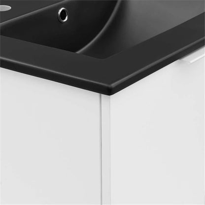Modway Maybelle Modern Wood Wall-Mount Bathroom Vanity in White/Black