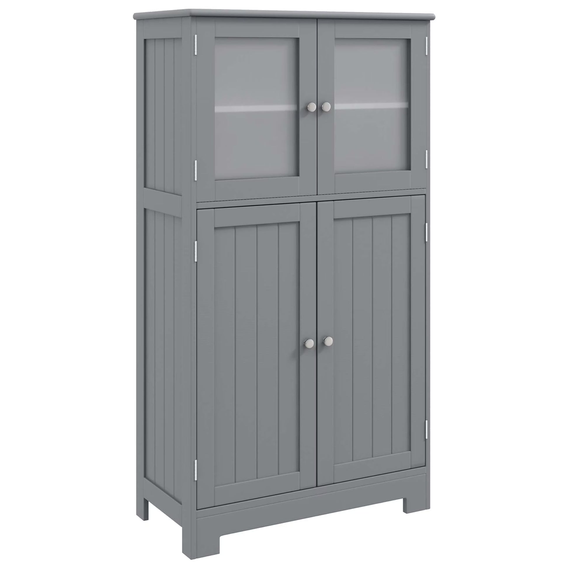 Costway Bathroom Floor Storage Cabinet Kitchen Cupboard w/Doors& Adjustable Shelf Black