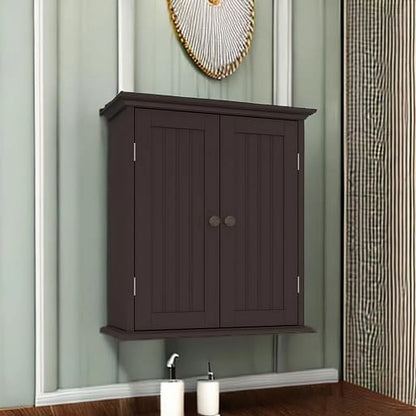 Bathroom Wall Cabinet, Over The Toilet Space Saver Storage Cabinet, Medicine Cabinet with 2 Door and Adjustable Shelves, Cupboard