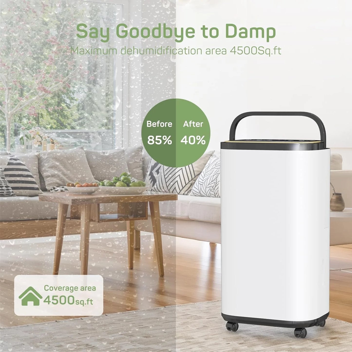 Dehumidifier with Drain Hose for Auto or Manual Drainage, 2000 Sq.Ft Energy Star Dehumidifiers for Basement Home Bedroom Large Room Bathroom, 30 Pints Dehumidification Capacity