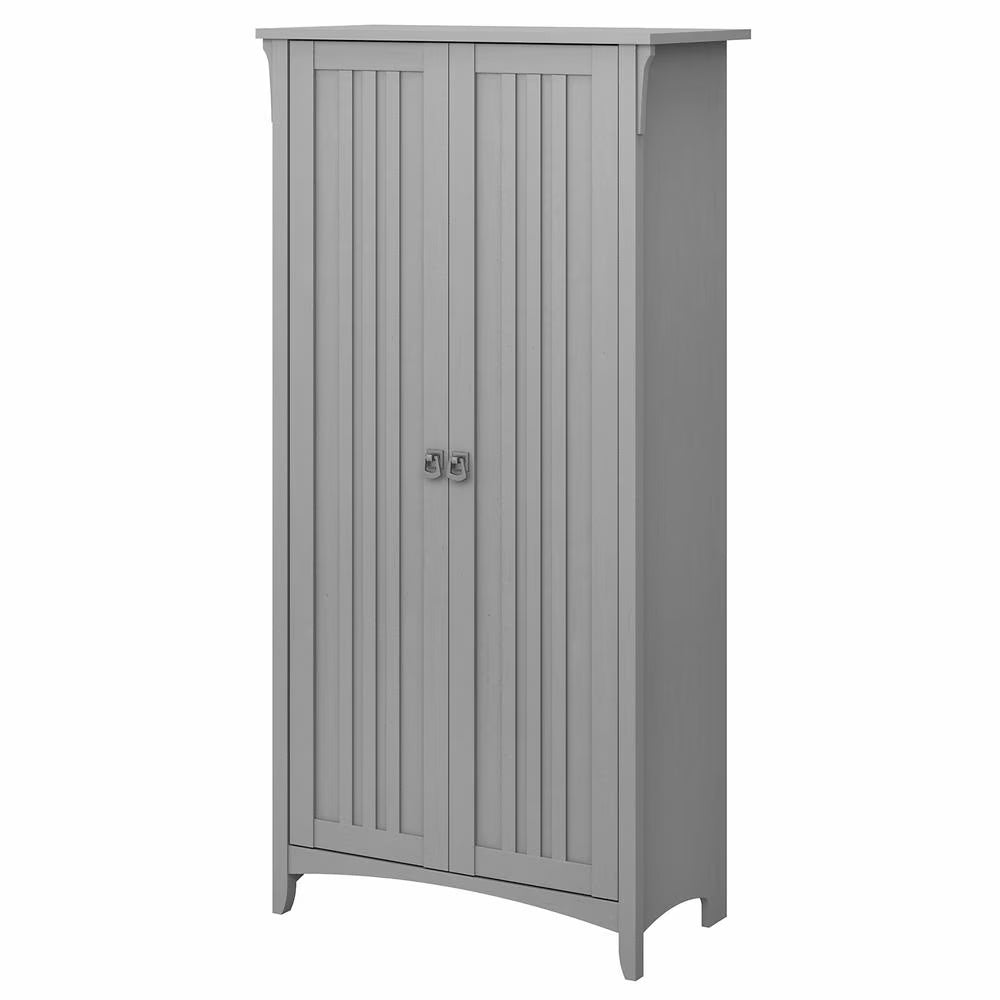 Salinas Bathroom Storage Cabinet with Doors in White/Shiplap - Engineered Wood