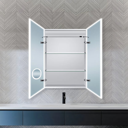 Dreamwerks 24"W x 32"H LED Bathroom Medicine Cabinet with Integrated Touch Switch and Magnifying Glass