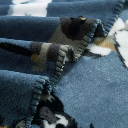 Mainstays Blue Dogs Plush Throw Blanket, Standard Throw