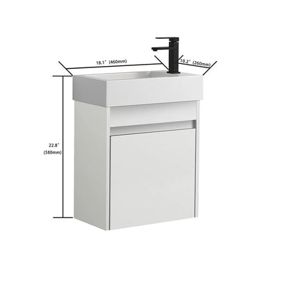 Kepooman Wall Mounted Bathroom Vanity Set with Top, Floating Bathroom Vanity, 18x10 in, White Straight Grain