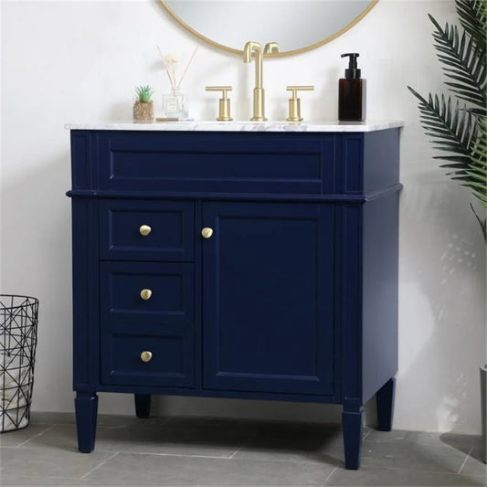 32 inch single bathroom vanity in blue