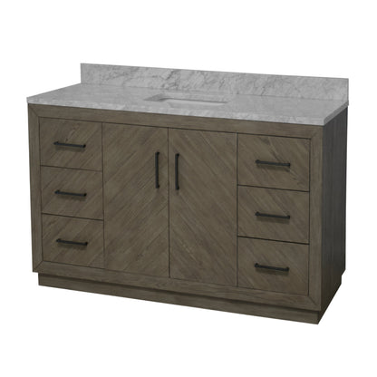 Peyton 60" Single Bathroom Vanity with Gray Oak Cabinet and Carrara Marble Top