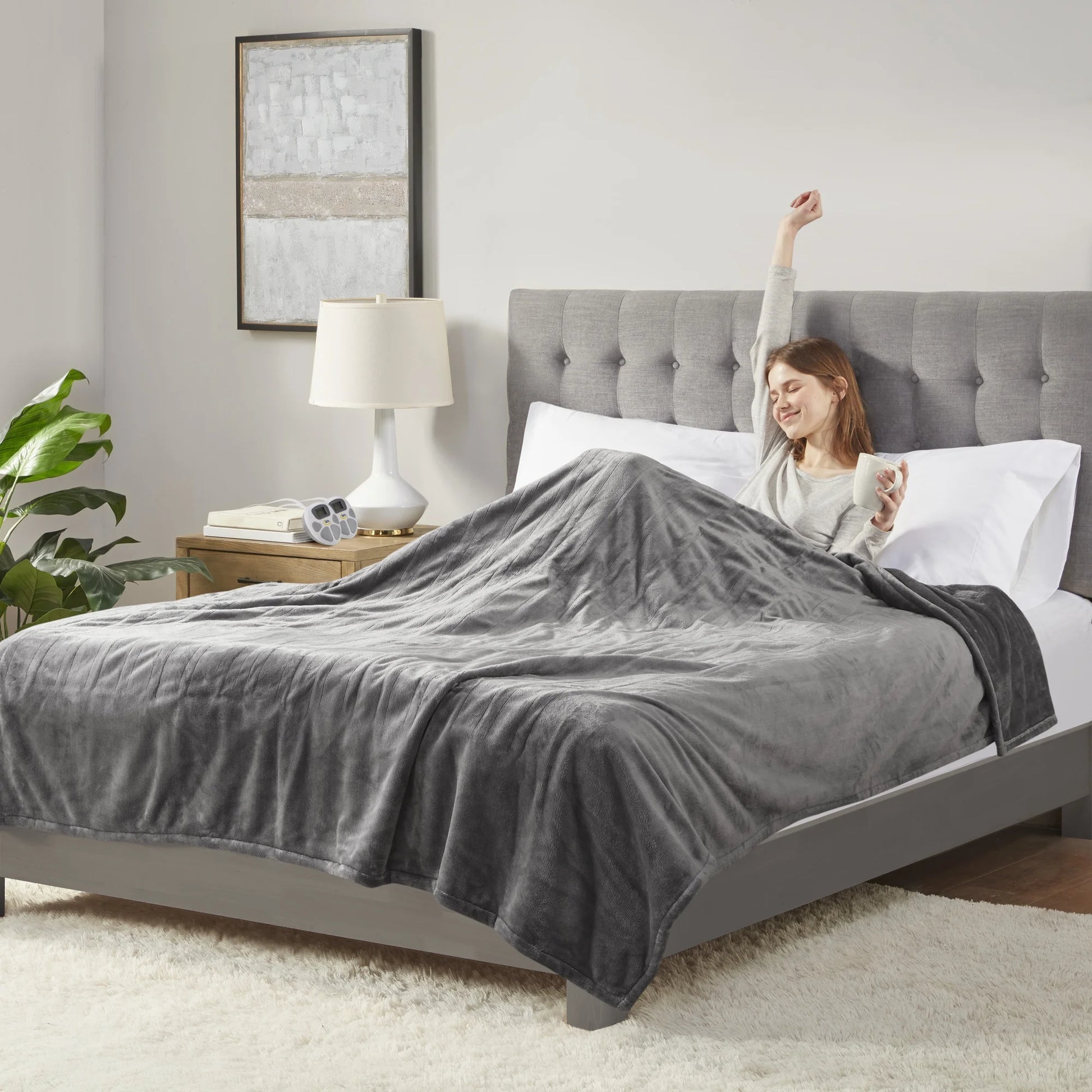 Serta Gray Polyester Electric Blanket, Queen