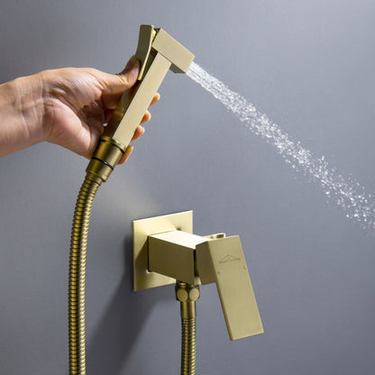 Clihome Wall Mount Single-Handle Bidet Faucet with Handle Gold Brushed