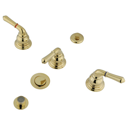 Kingston Brass KB328 Magellan Bidet Faucet with Lever Handles & Brass Pop-Up, Brushed Nickel