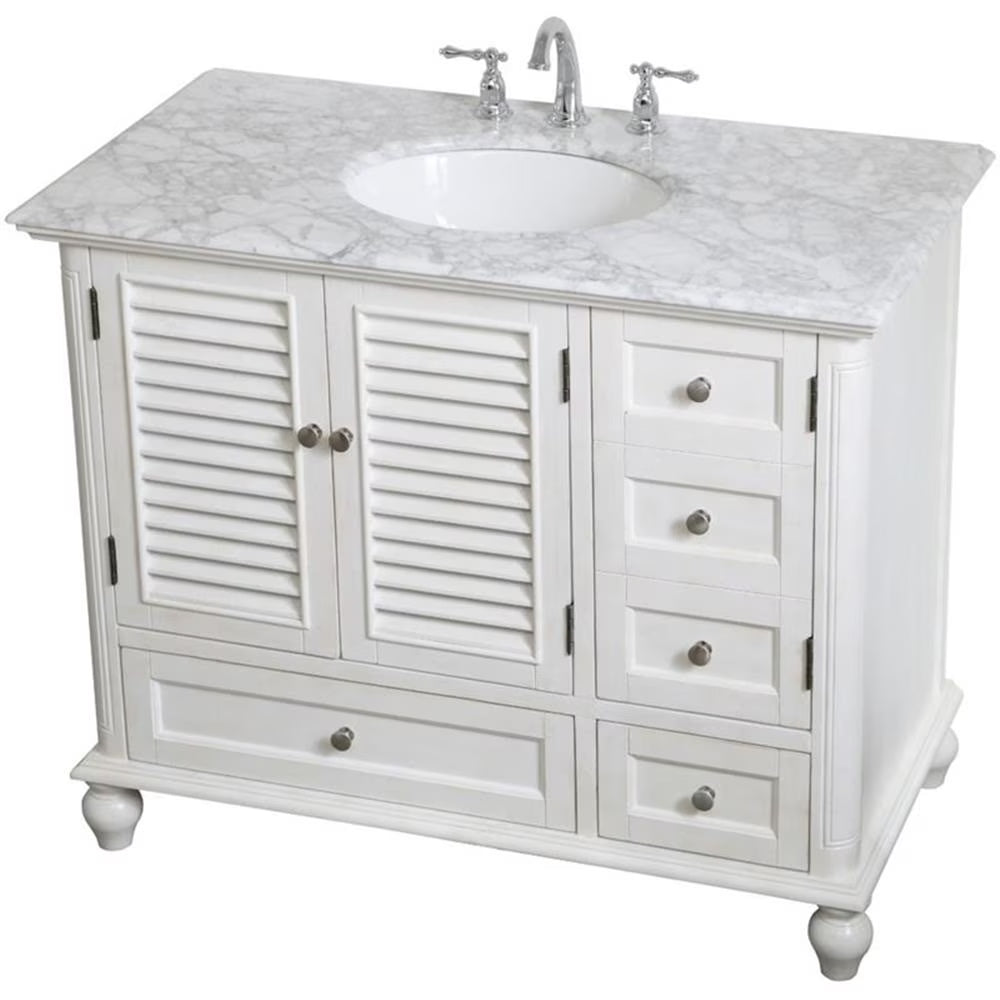 Elegant Decor Rhodes 42" Coastal Solid Wood Single Bathroom Vanity in Blue