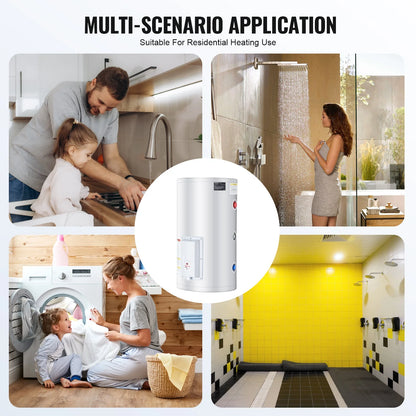 VEVOR Electric Water Heater, 18 Gallon Tank Instant Hot Water Heater, 1.6Kw Tankless Water Heater w/LED Display,Knob Control, IPX4 Waterproof Side Connection On Demand Heaters for Shower, Bath