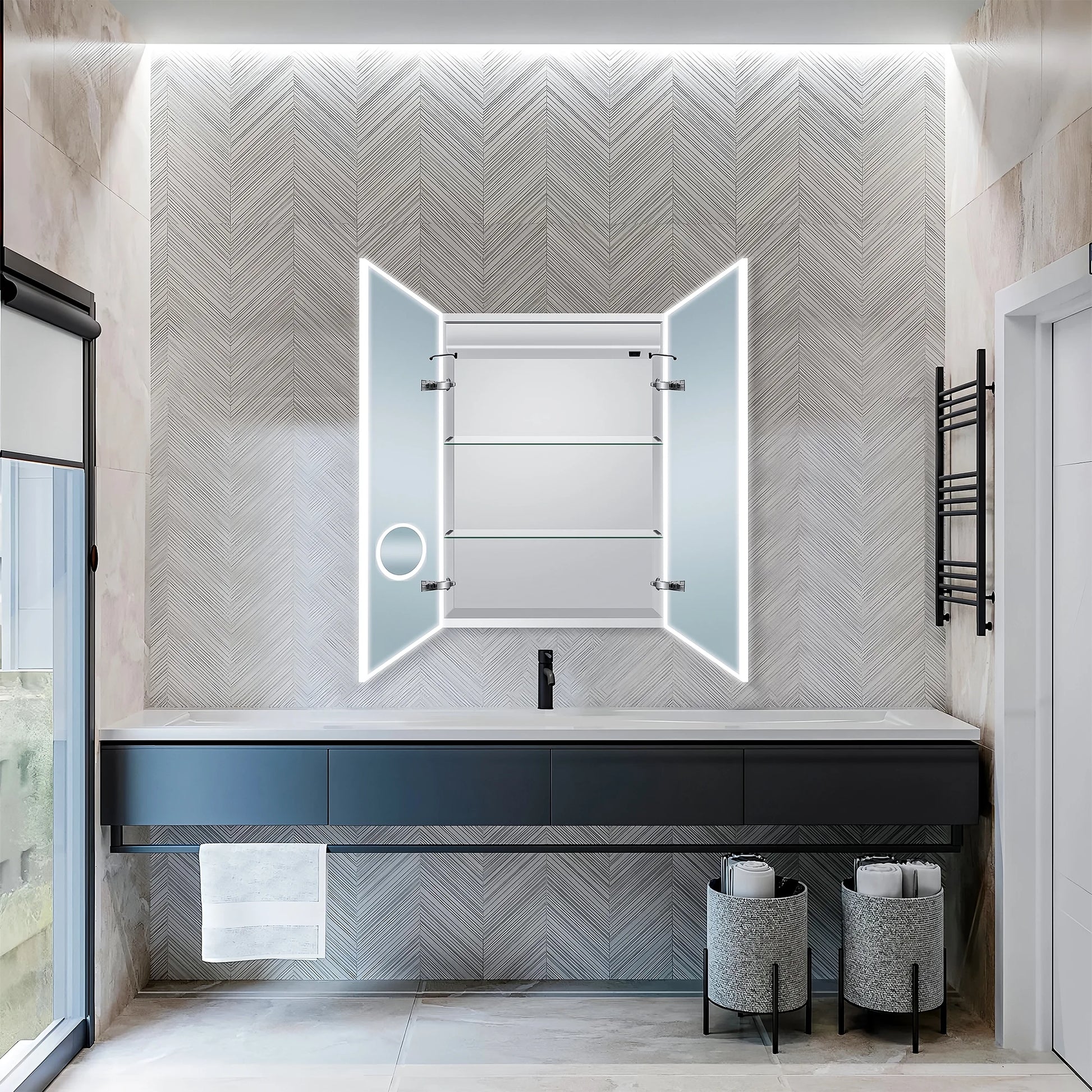 Dreamwerks 24"W x 32"H LED Bathroom Medicine Cabinet with Integrated Touch Switch and Magnifying Glass