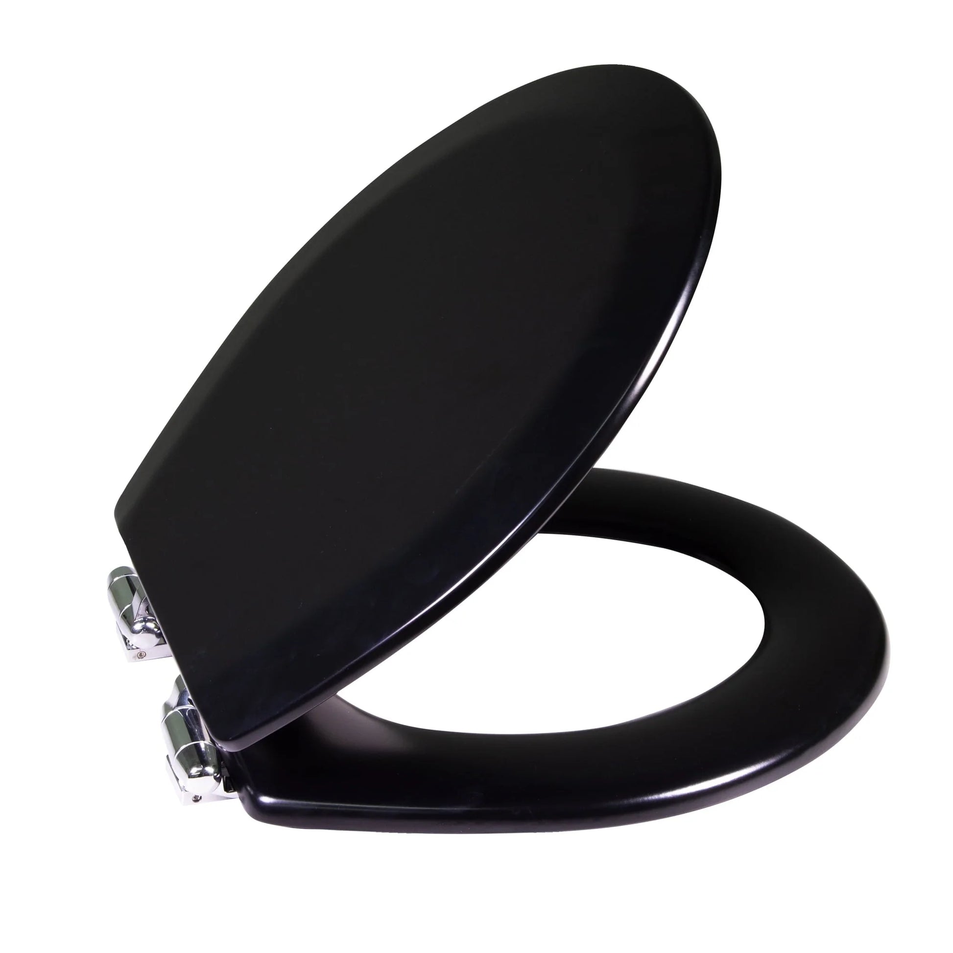 Dalton Toilet Seat Round Soft Close Black Rustic Wooden Round Standard Toilet Seat for Bathroom Design House, 561241-BLK