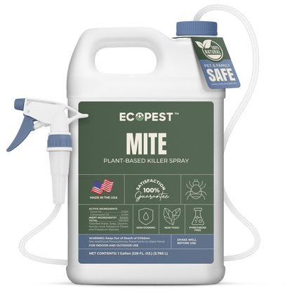 Mite Spray - Natural Killer for Dust, Bird, Spider, Scabies & Other Mites | Bedding & Furniture-Safe | Treatment for Chickens, Poultry, Dogs, Cats, Reptiles & Other Pets | Indoor & Outdoor (1 Gallon)
