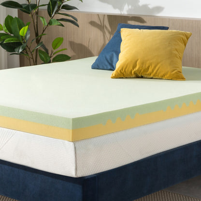 Spa Sensations by Zinus 4" Green Tea TorsoTec Memory Foam Mattress Topper, Twin