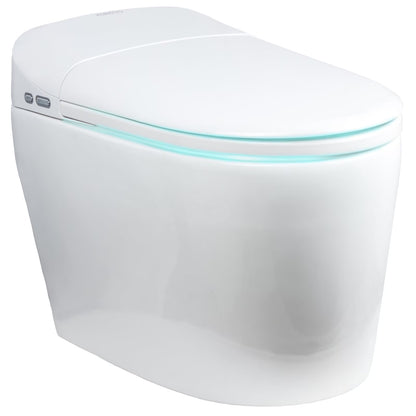 Euroto Smart Electric Bidet and Toilet, Auto Open and Close Lid Heated Oval Seat, One Piece, White
