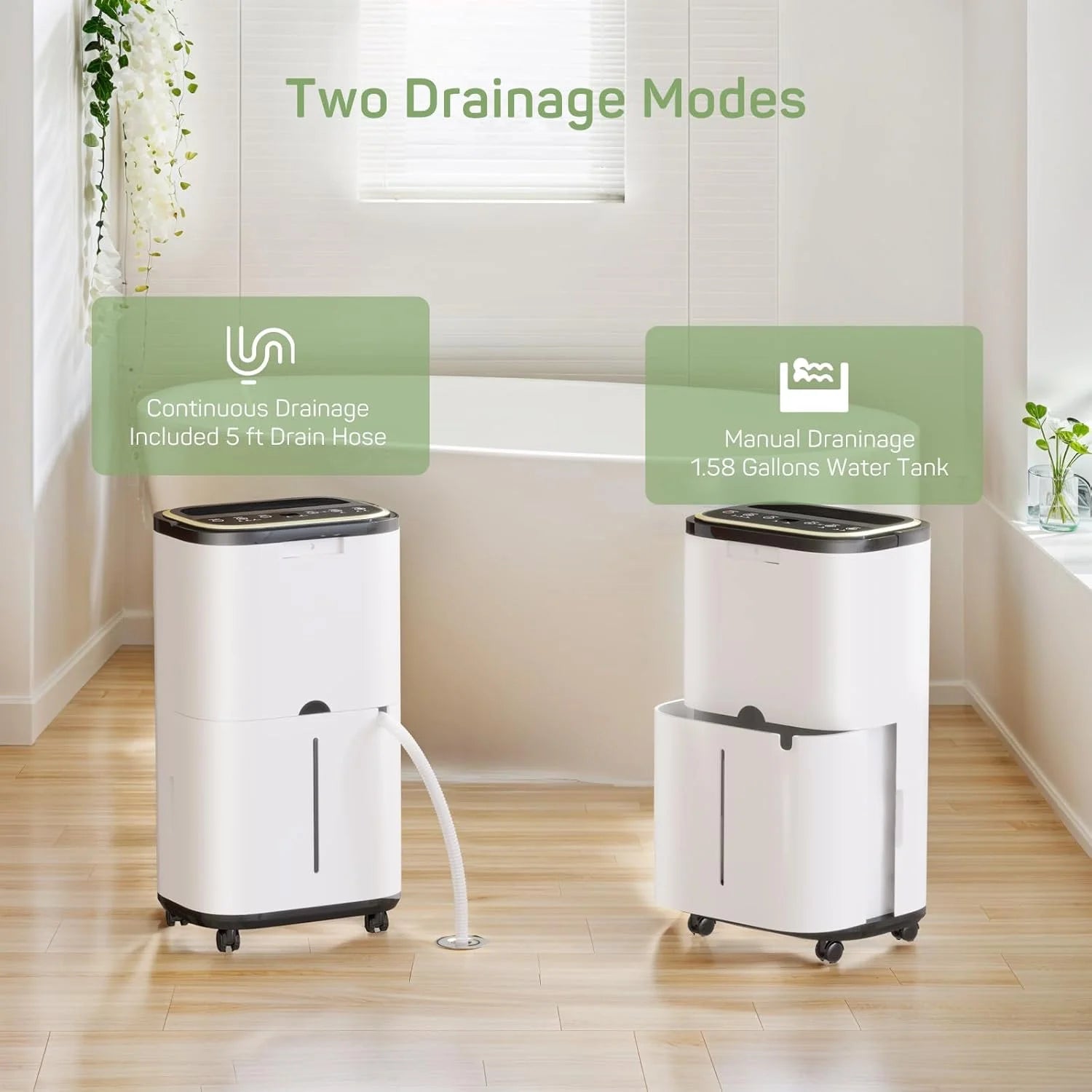 Dehumidifier with Drain Hose for Auto or Manual Drainage, 2000 Sq.Ft Energy Star Dehumidifiers for Basement Home Bedroom Large Room Bathroom, 30 Pints Dehumidification Capacity