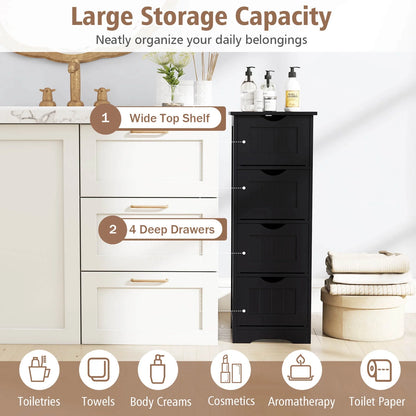 Costway 32.5'' Bathroom Floor Cabinet with Anti-tipping Device Freestanding Towel Cabinet Black