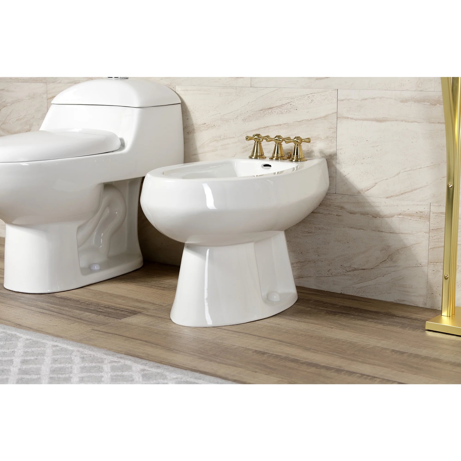 Kingston Brass KB327AX Victorian Three-Handle Bidet Faucet with Brass Pop-Up, Brushed Brass