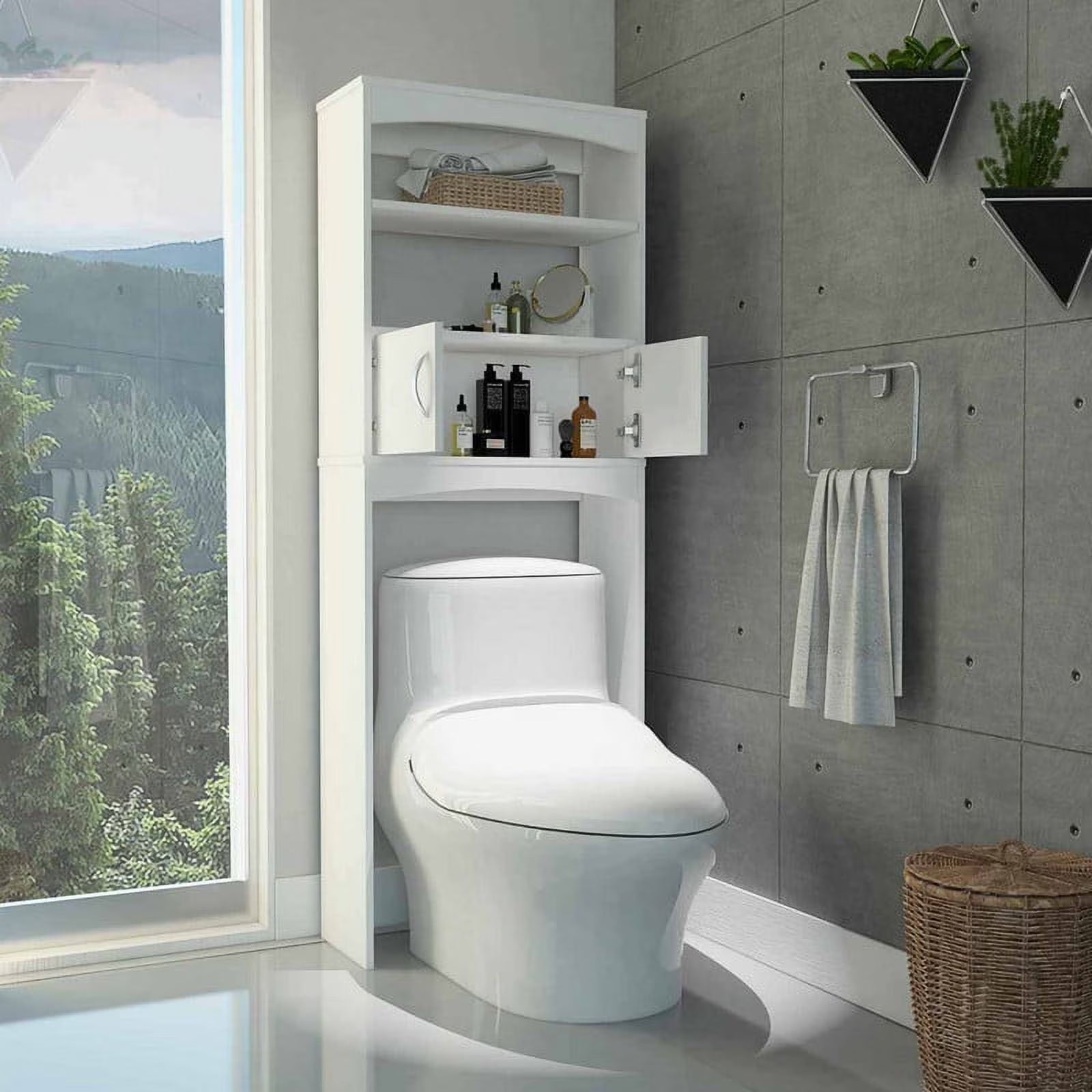 Dasyfly Freestanding Bathroom Over-The-Toilet Storage, Wood Bathroom Space Saver - Espresso