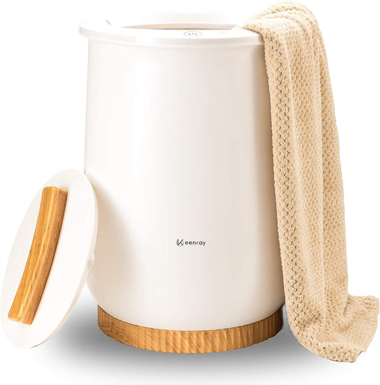 Keenray Bucket Towel Warmers, Luxury Towel Warmer Bucket for Bathroom, Auto Shut Off, Fits Up to Two 40"X70" Oversized Towels, Bathrobes, Blankets, White