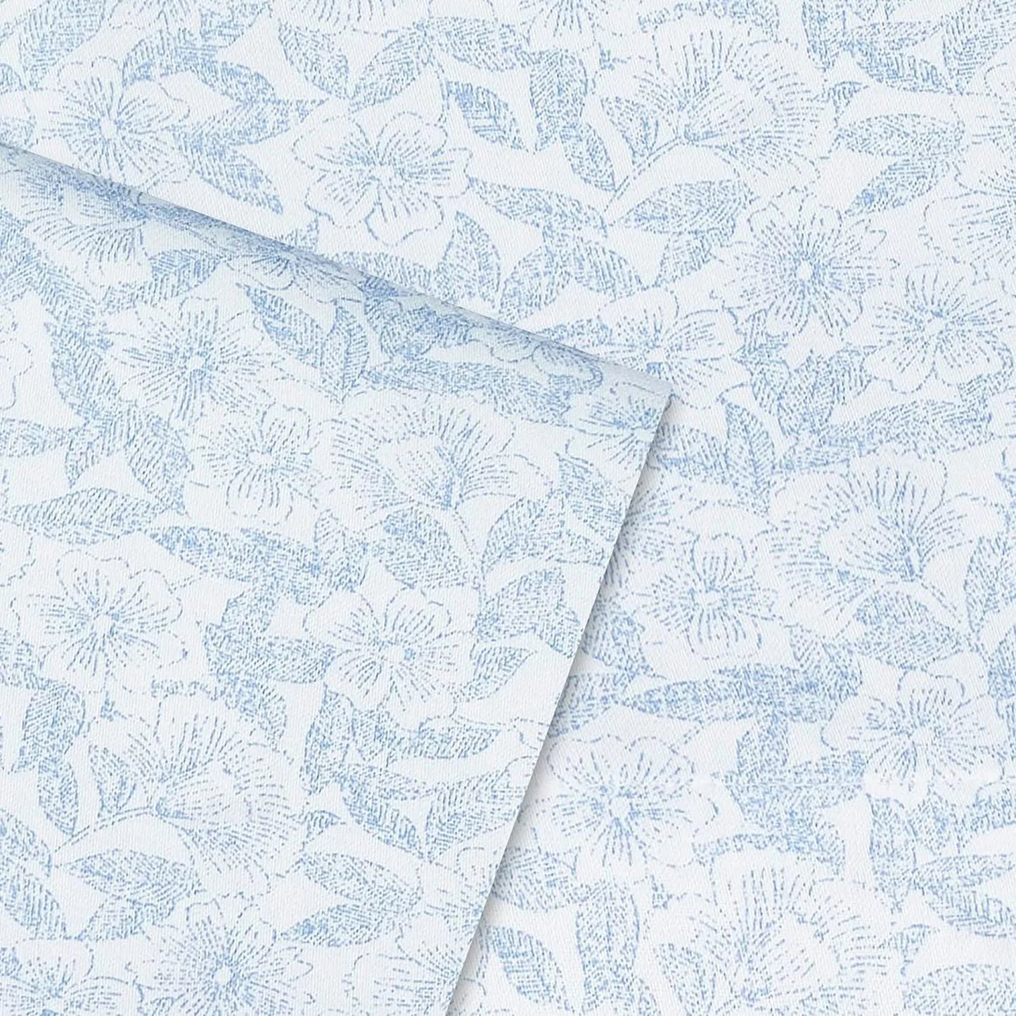 Laura Ashley Home - Full Sheets, Soft Sateen Cotton Bedding Set - Sleek, Smooth, & Breathable Home Decor,Blossoming Blue Blossoming Blue/White Full