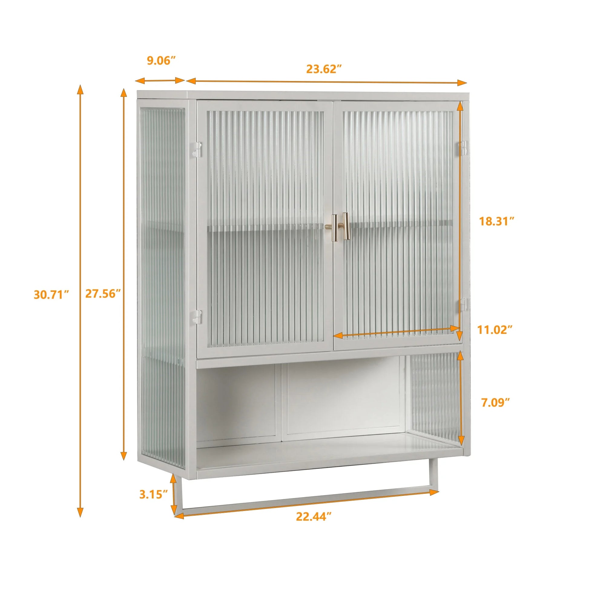 Bathroom Wall Cabinet, Over The Toilet Storage Cabinet with Open Shelf & Towel Rack, Bathroom Cabinet Wall Mount in Metal, Medicine Cabinets for Bathroom, Living Room, Laundry Room, White