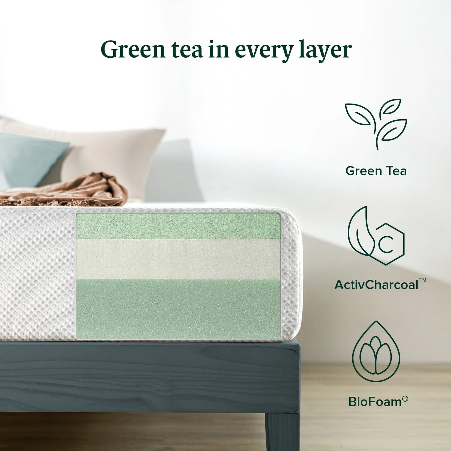 Twin Mattress 10" Memory Foam Green Tea Fresca® by Zinus