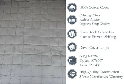 Weighted Blanket With Super Soft Microfiber Duvet Cover King, Queen, Twin Sizes In Many Weights