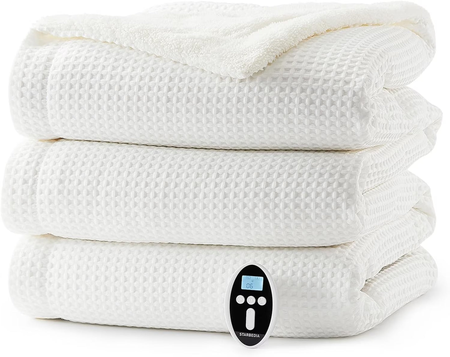 Heated Blanket King Size - Fast Heating Electric Blanket with Wireless LCD Controller, White, 90"x100"