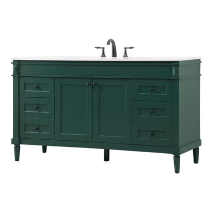 Elegant Kitchen and Bath 60 Inch Double Bathroom Vanity In Green