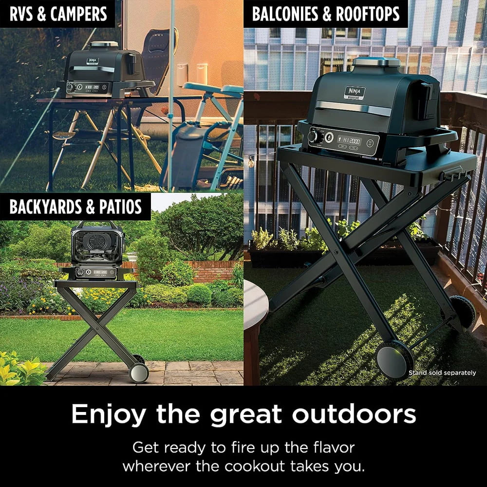 Ninja OG751BRN Woodfire Pro Outdoor Grill and Smoker with Temperature Probe (Renewed)