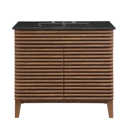Modway Render 36" Bathroom Vanity in Walnut Black