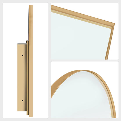 Soges 36" x 24" Arched Bathroom Mirror Cabinet Medicine Cabinet with 2 Adjustable Shelves, Recess or Surface Mounted Installation,,Gold