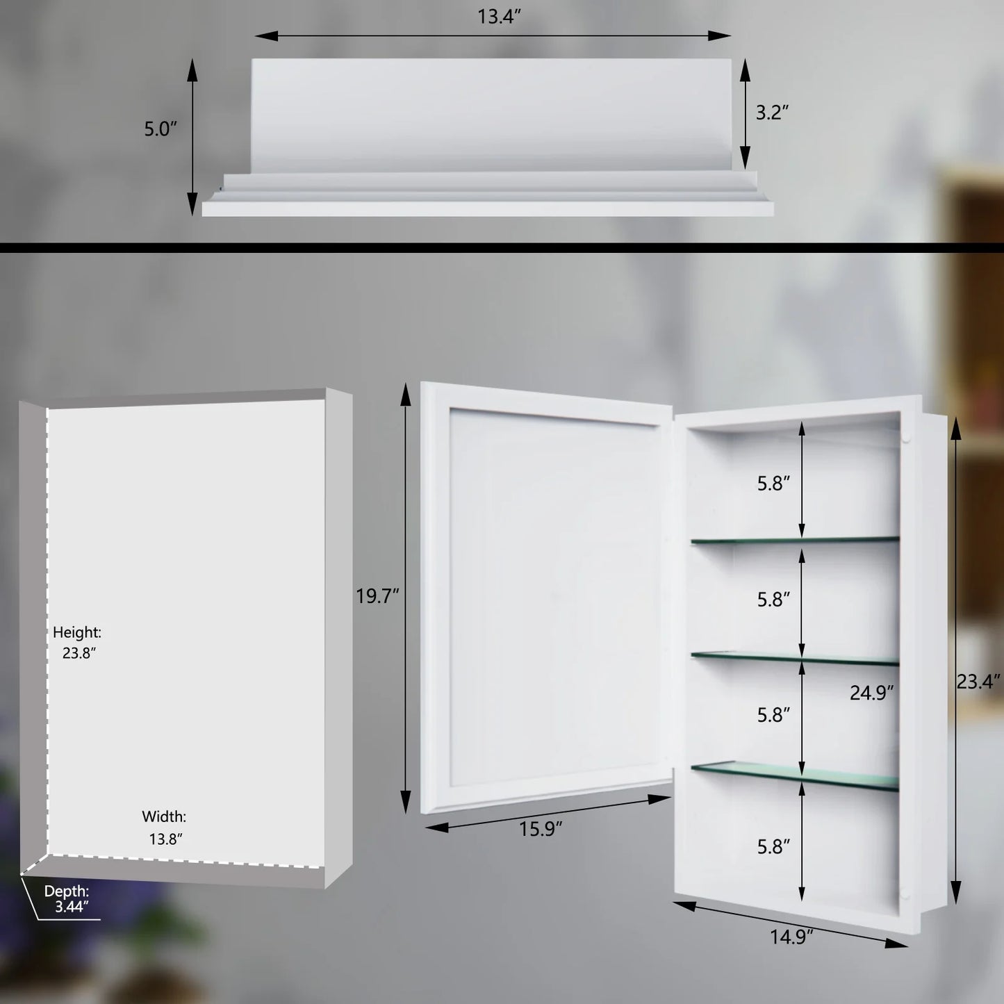 FUMANGO 16x26 Medicine Cabinet, Simple& Beautiful, Large Storage Space, Matte White for Bathroom Vanity