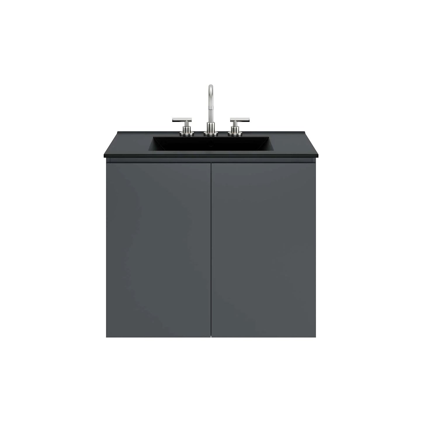 Sink Vanity Cabinet, Wall Mount, Grey Gray Black, Ceramic, Melamine, Modern Contemporary, Hotel Bedroom Bathroom Master Suite Guest