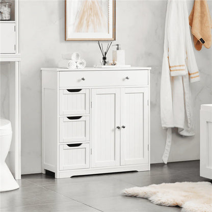 Yaheetech Free-Standing Floor Cabinet with Drawers and Doors for Bathroom,White