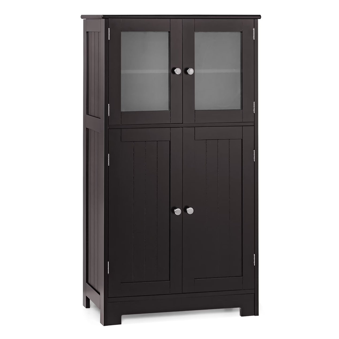 Costway Bathroom Floor Storage Cabinet Kitchen Cupboard w/Doors& Adjustable Shelf Black