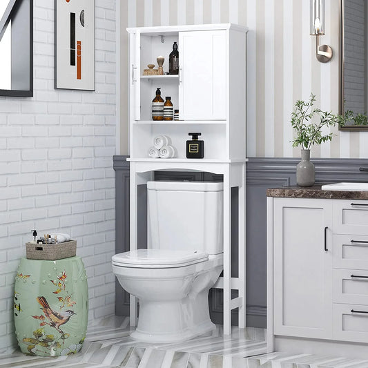 Spirich Home Over The Toilet Storage Cabinet, Bathroom Shelf Over Toilet, Bathroom Organizer Space Saver, White